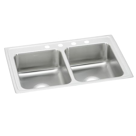 Elkay Lustertone Stainless Steel 43 X 22 X 7-5/8 Equal Double Bowl Top Mount Sink LR43225